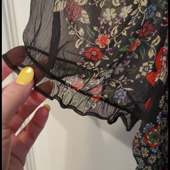 Fei Anthropologie 100% Silk Peasant Blouse Small - Picture 5 of 7